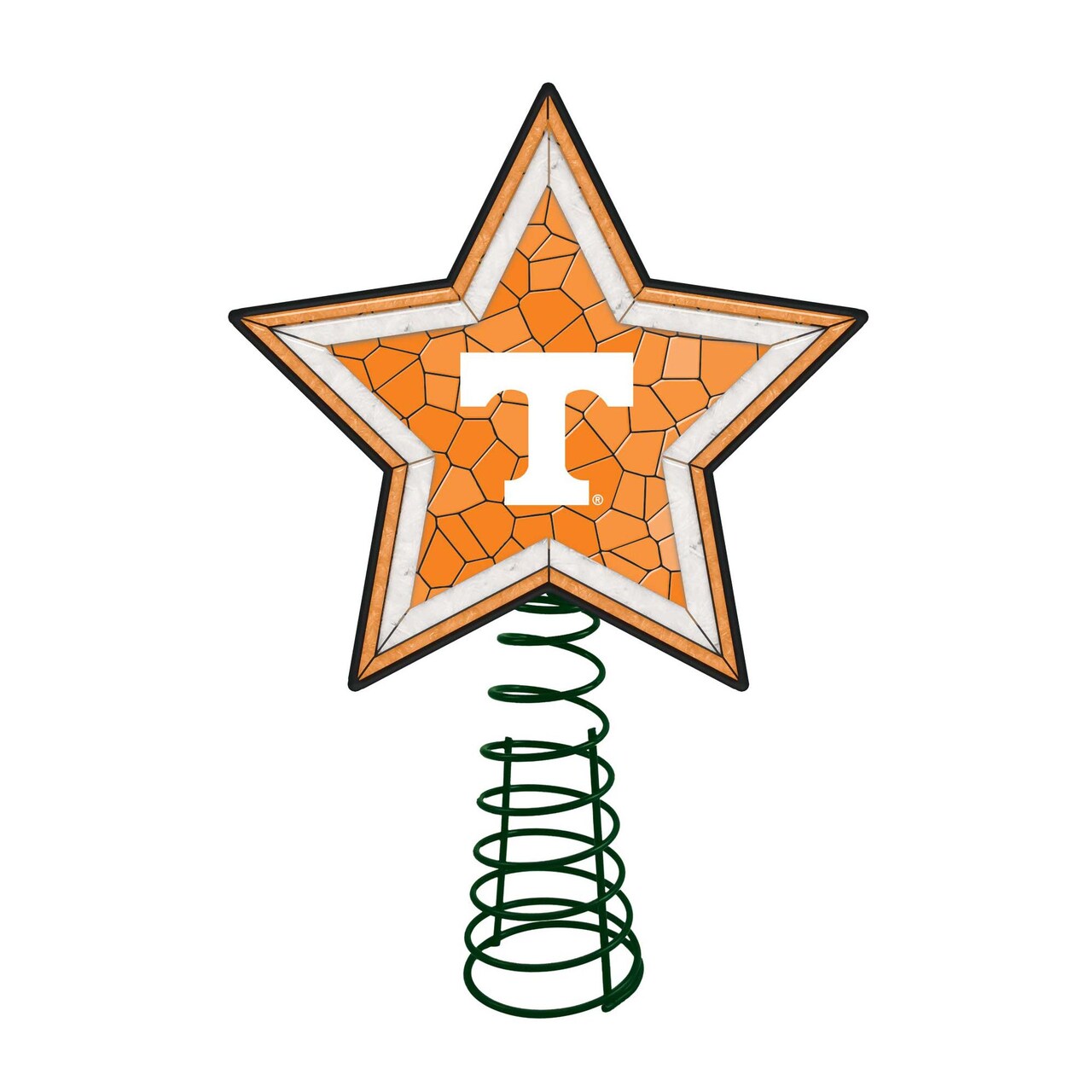 The Memory Company 10" Lighted Orange and White Star NCAA Tennessee Volunteers Christmas Tree Topper
